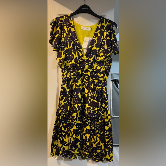 A.L.C. NEW WITH TAG Purple and Yellow Silk Cocktail Dress Mini Size 0 - Picture 1 of 3